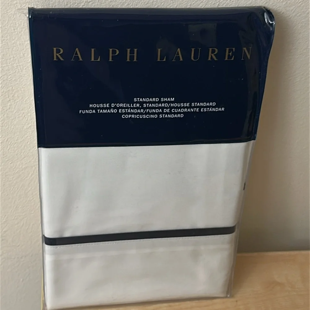 RL King Palmer Percale TC464 White/Polo Navy Duvet Cover & Std and Euro Shams